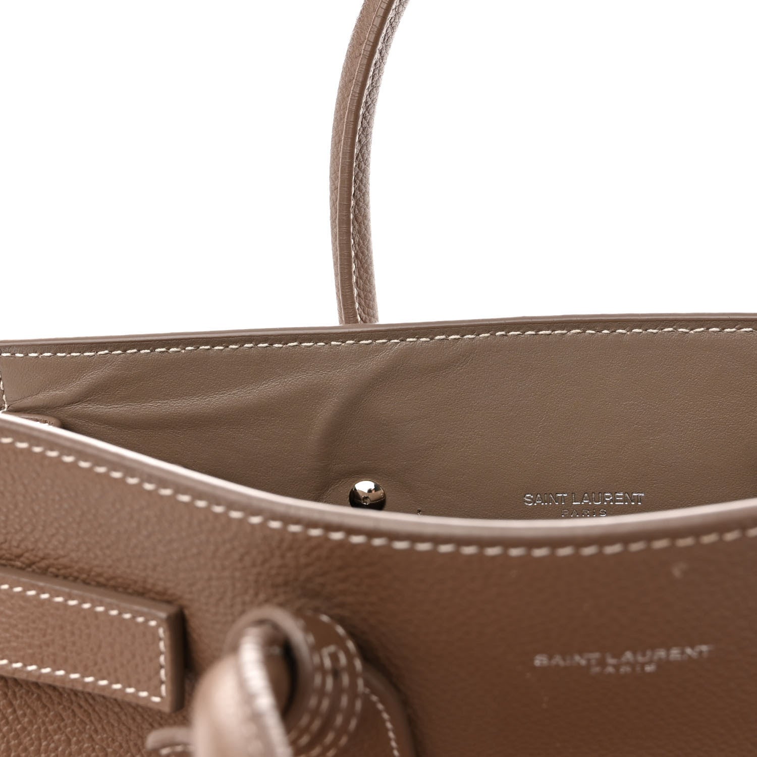Saint Laurent Grained Calfskin Topstich Baby Sac De Jour Taupe 10 of 11