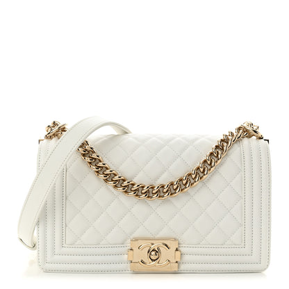 Chanel Calfskin Quilted Medium Boy Flap White 1 of 12
