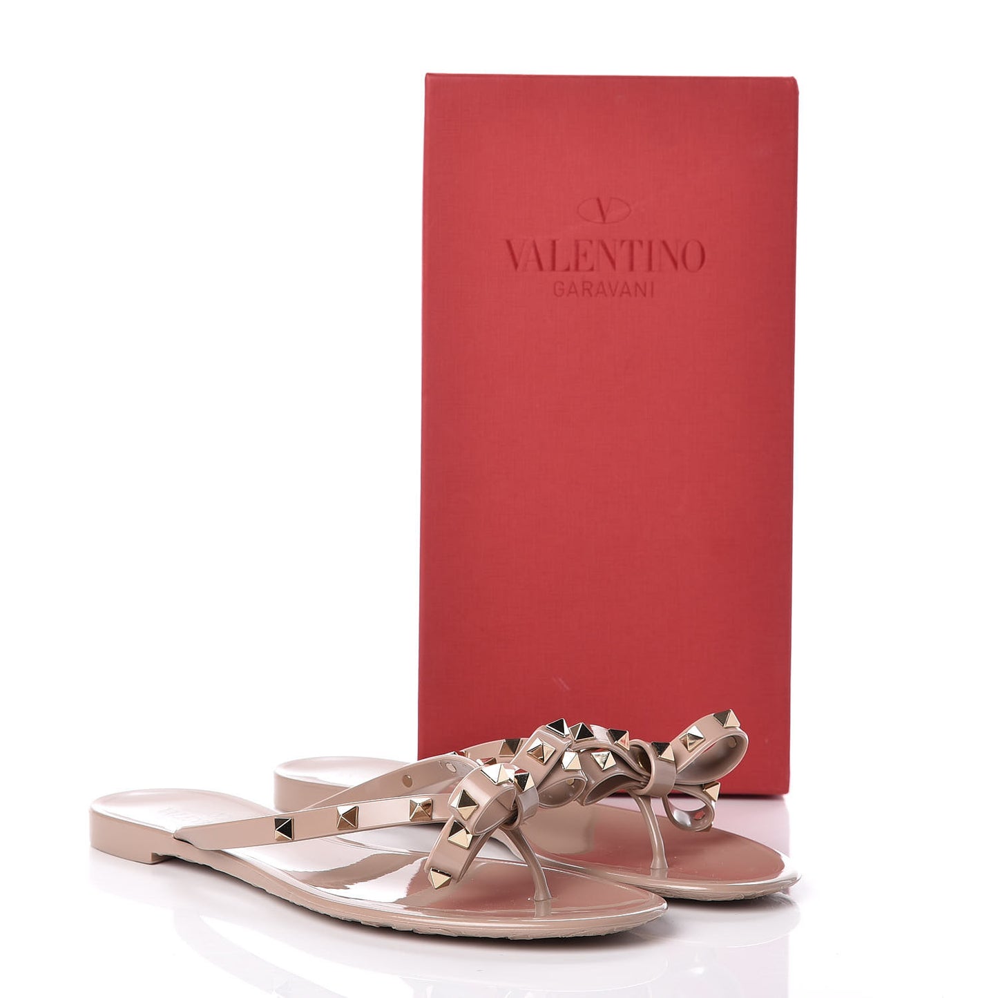 PVC Jelly Rockstud Bow Thong Sandals 41 Poudre