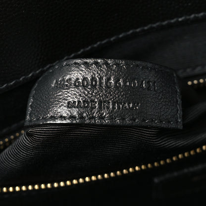 Saint Laurent Grain De Poudre Textured Mixed Matelasse Large Triquilt Monogram Satchel Black 7 of 11