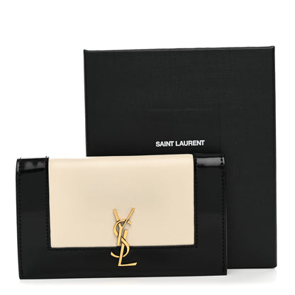 Saint Laurent Nappa Patent Calfskin Two-Toned Monogram Flap Wallet Alabastro Black 8 of 8