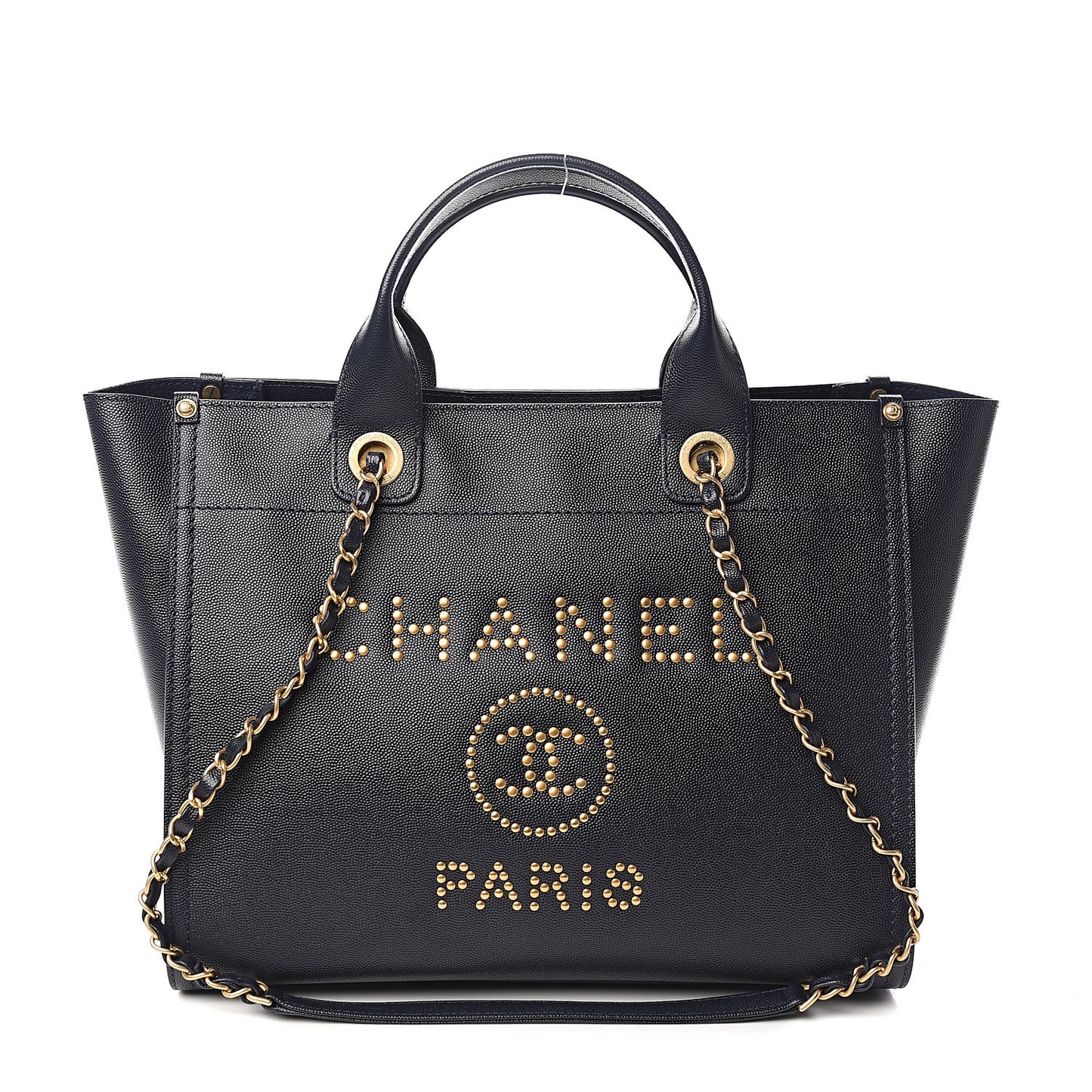 Caviar Small Studded Deauville Tote Blue