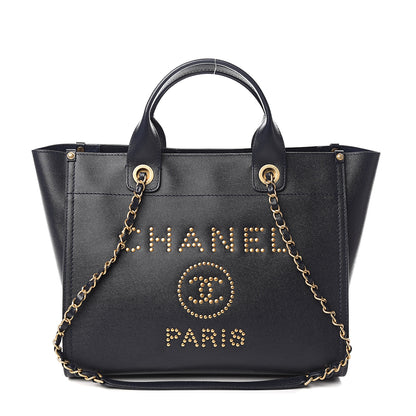 Chanel Caviar Small Studded Deauville Tote Blue 1 of 10