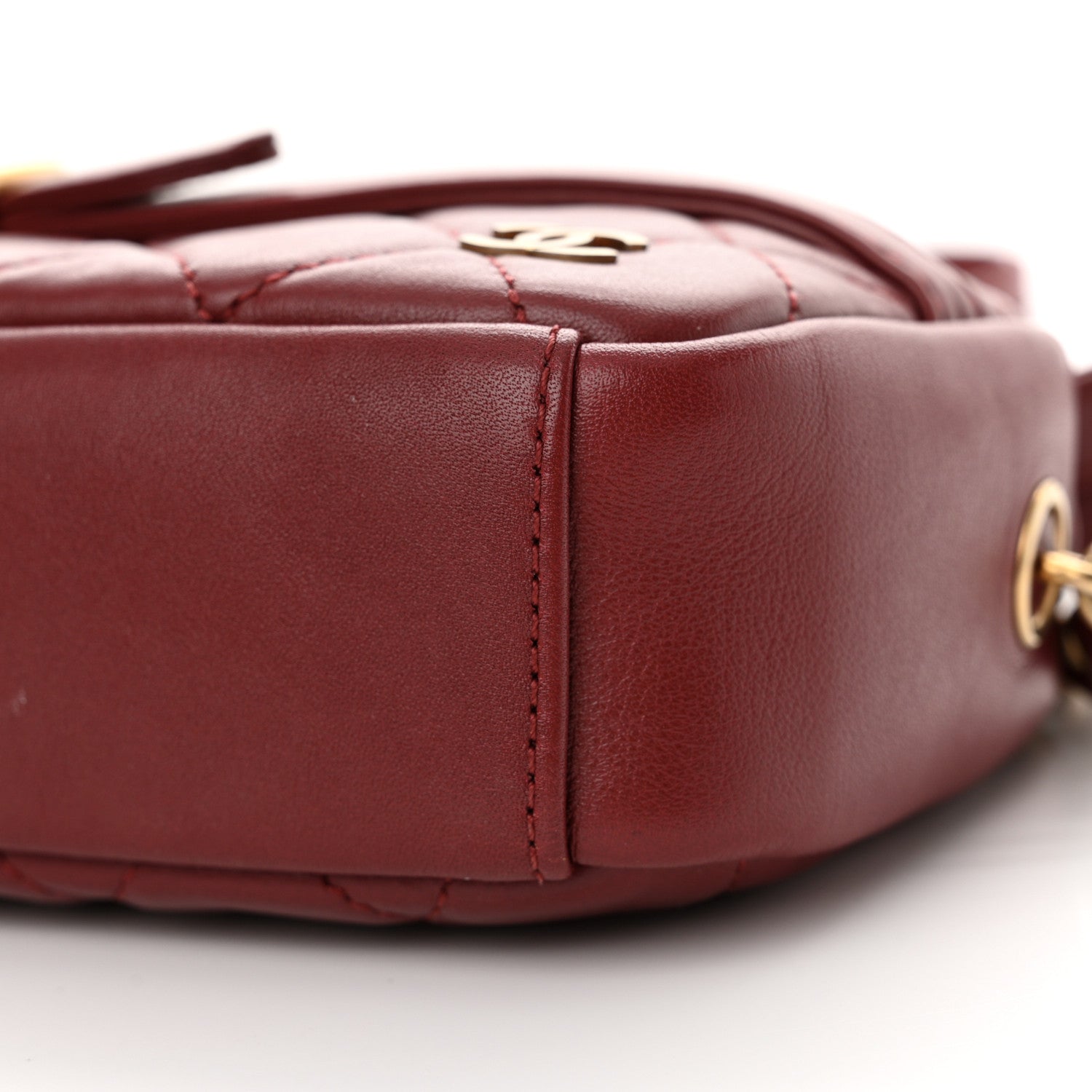Chanel Lambskin Quilted Small Buckle Camera Case Bag Burgundy 10 of 10
