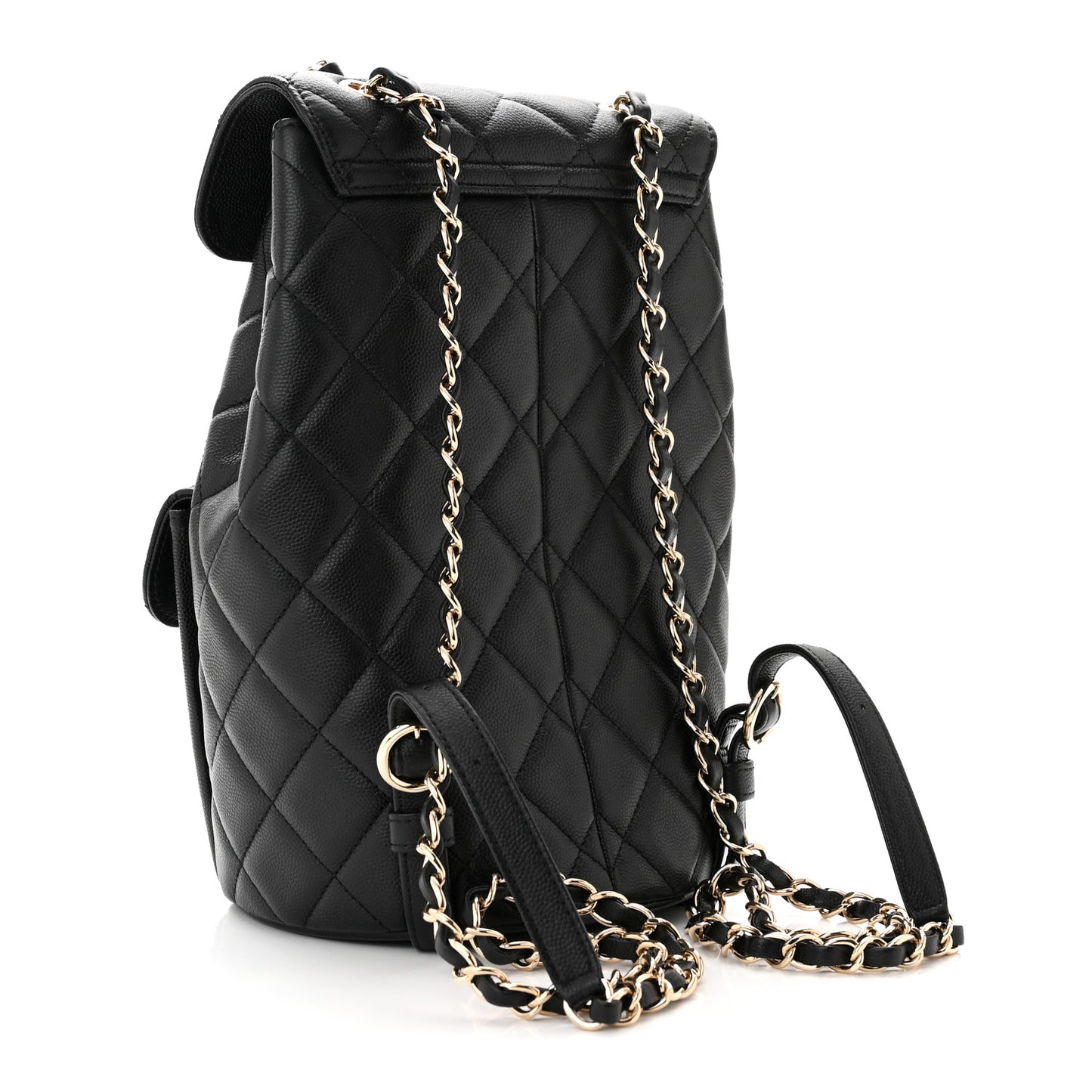 Caviar Quilted Pockets Backpack Black