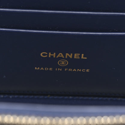 Chanel Caviar Quilted Small Vanity Case With Chain Navy Blue 6 of 10