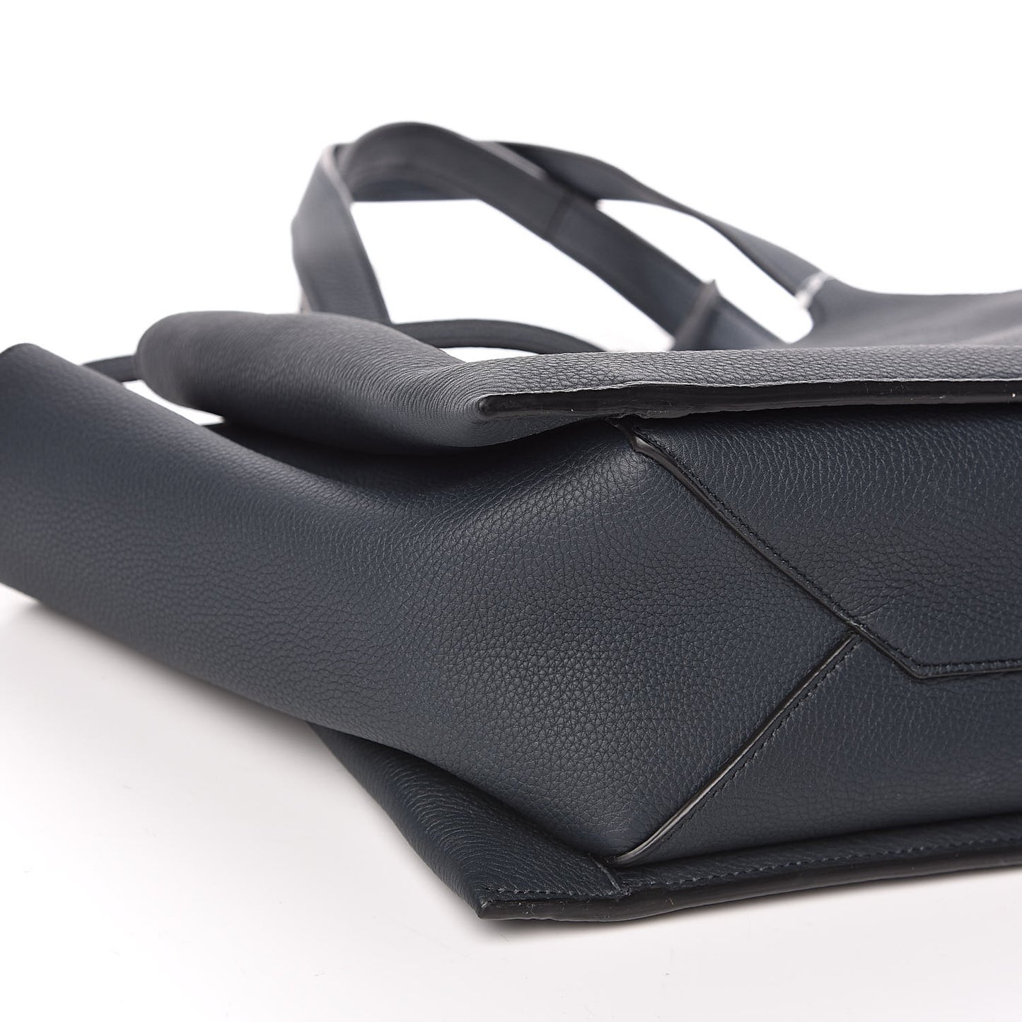 Baby Grained Calfskin Medium Tri-Fold Bag Dark Sea