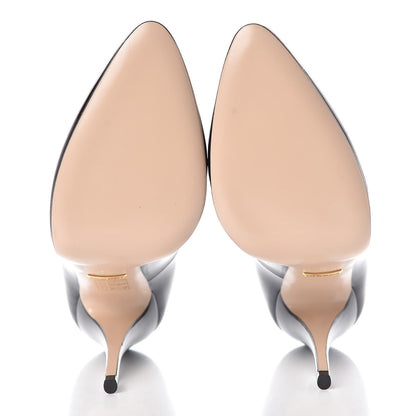 Gucci Polished Calfskin Removable Bee Elaisa Platform High Heel Pumps 37 Black 9 of 12