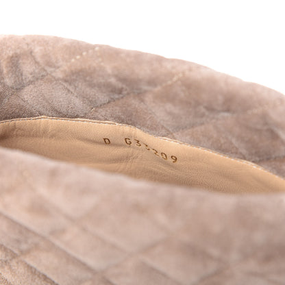 Chanel Suede Quilted Foldover CC Clover Short Boots 40 Beige Black 9 of 11