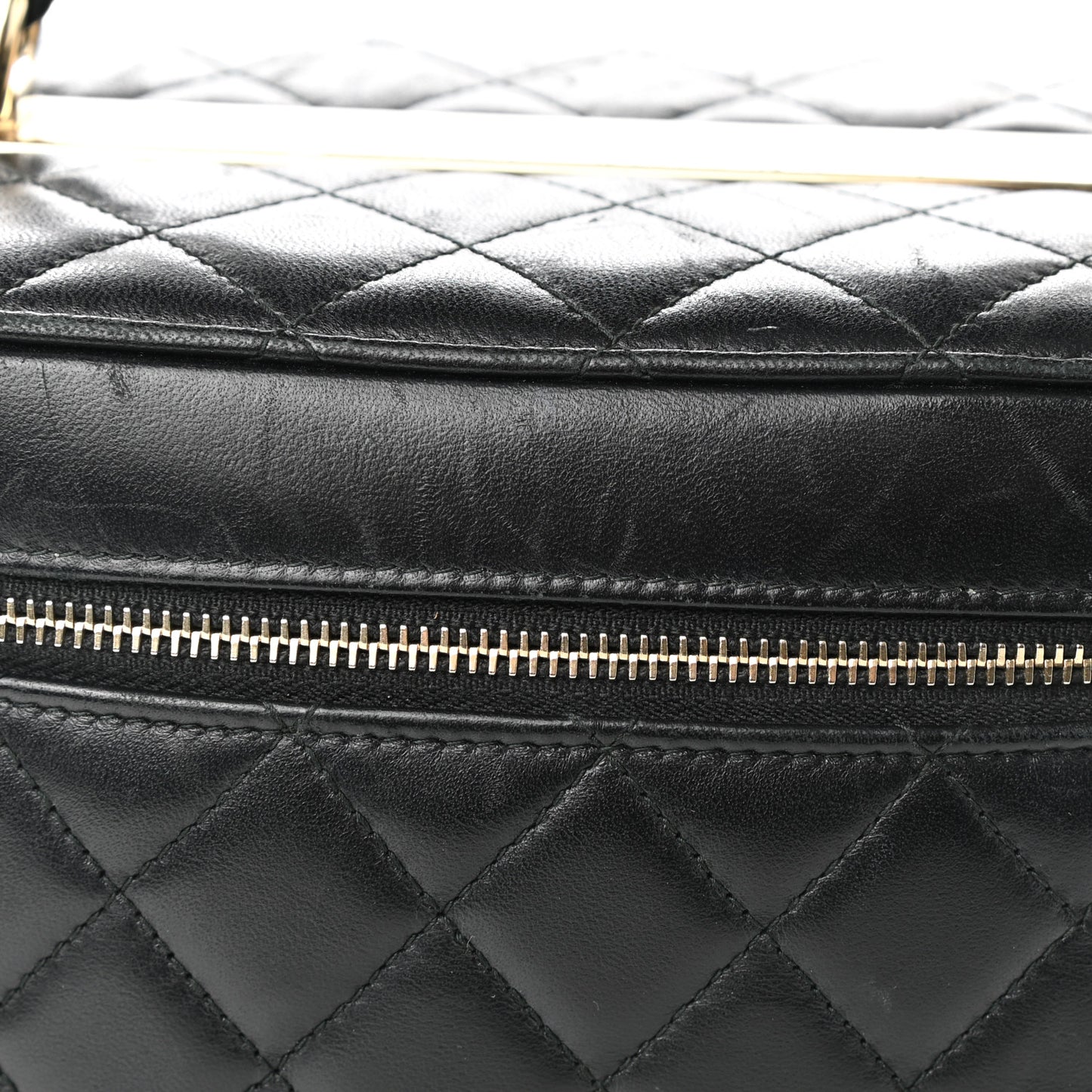 Lambskin Quilted Trendy CC Vanity Pouch Black