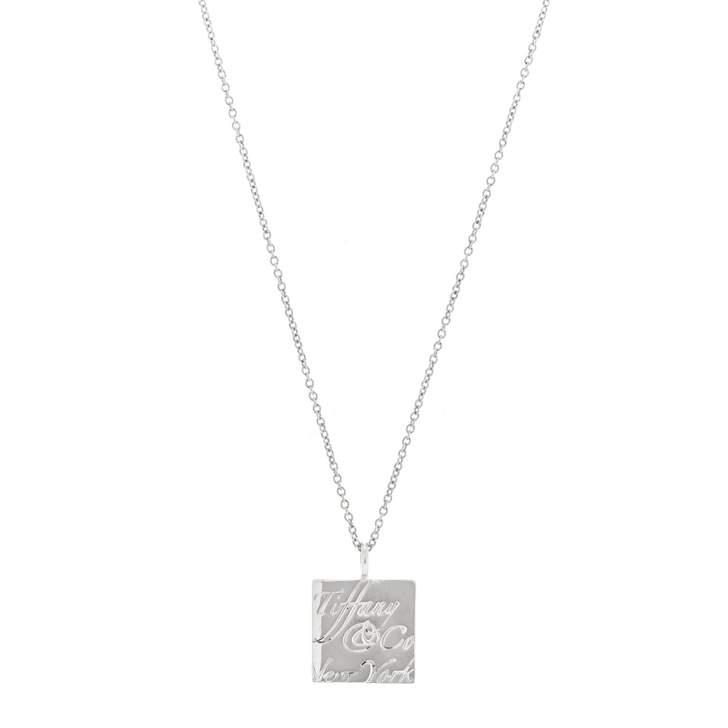 Sterling Silver Love Notes Square Pendant Necklace