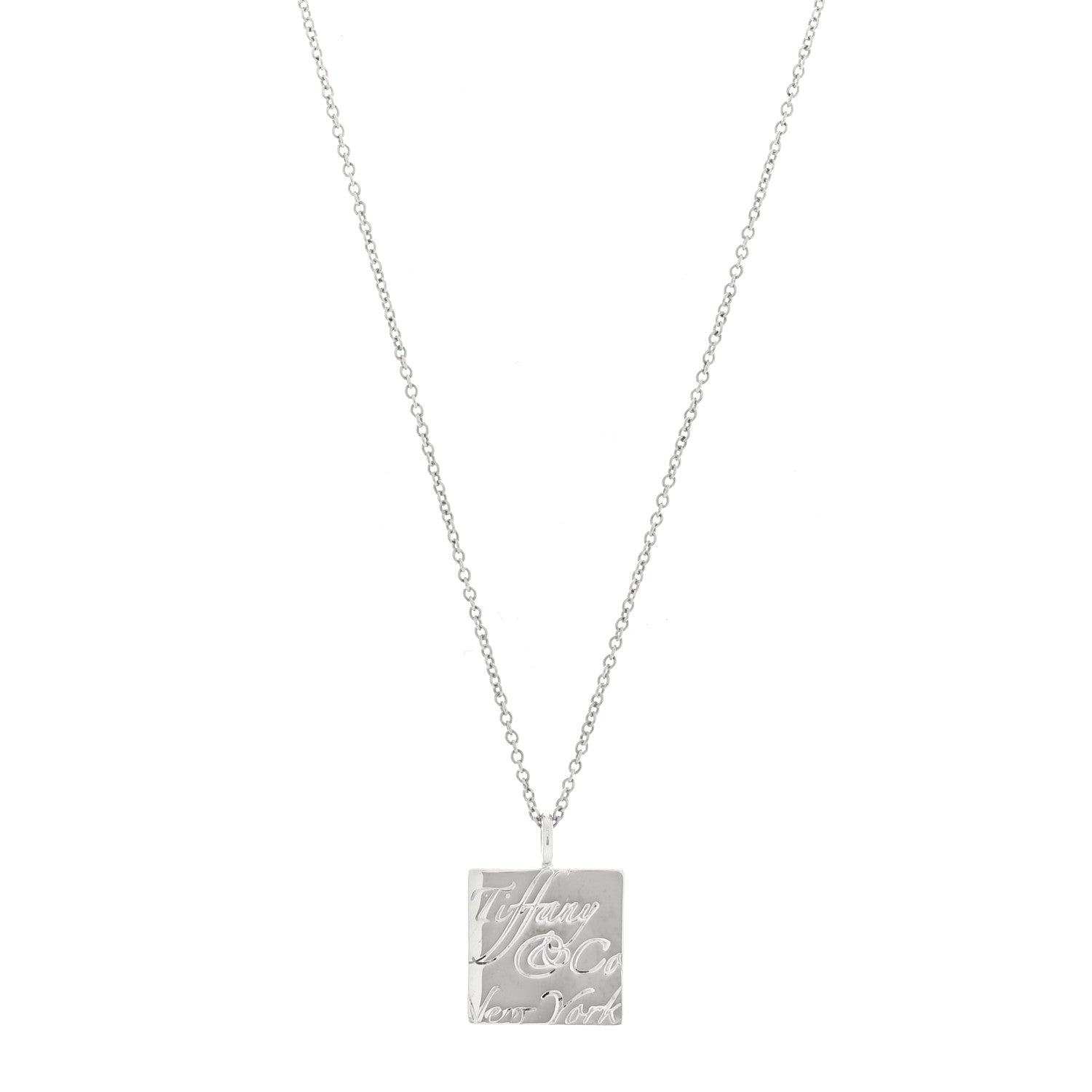 Tiffany Sterling Silver Love Notes Square Pendant Necklace 1 of 5