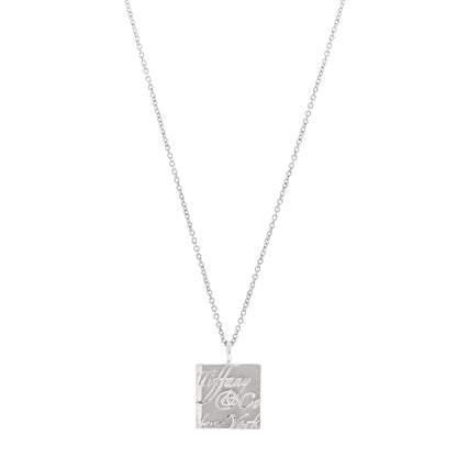 Tiffany Sterling Silver Love Notes Square Pendant Necklace 1 of 5