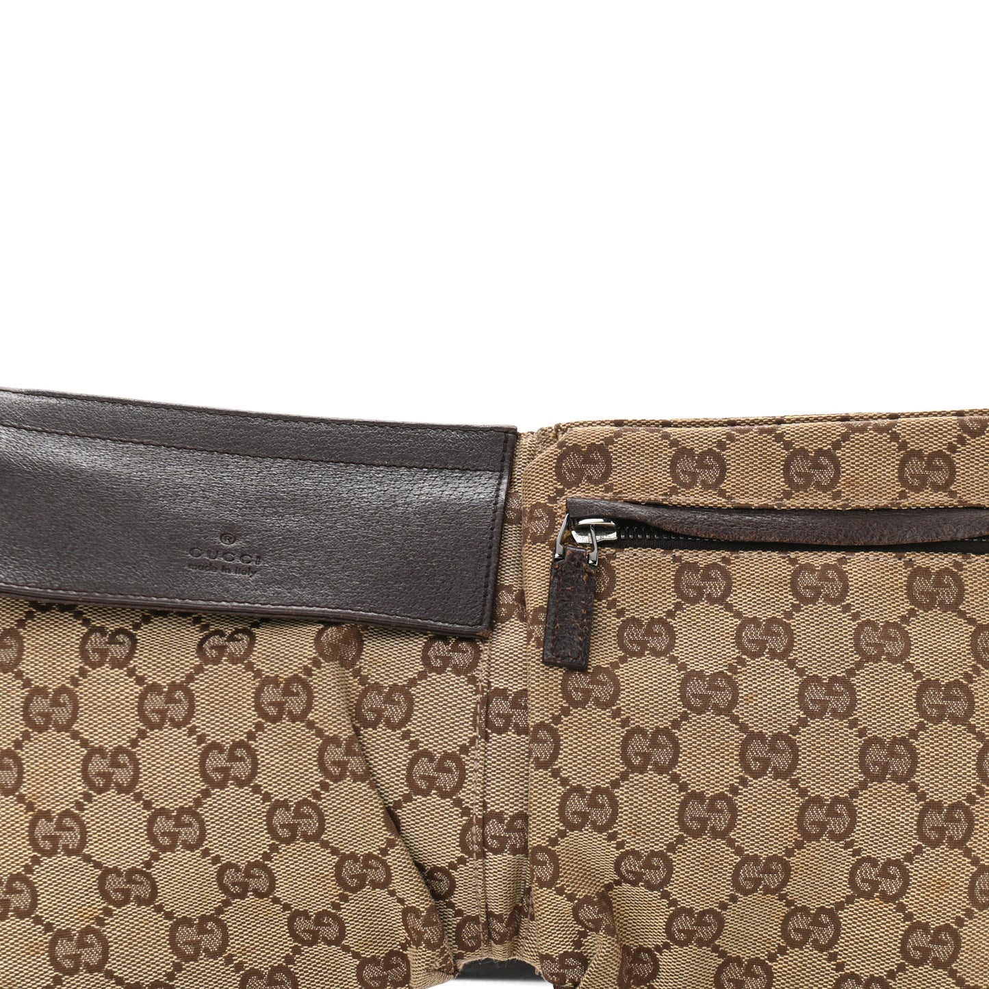 GG Monogram Double Pocket Belt Bag Dark Brown