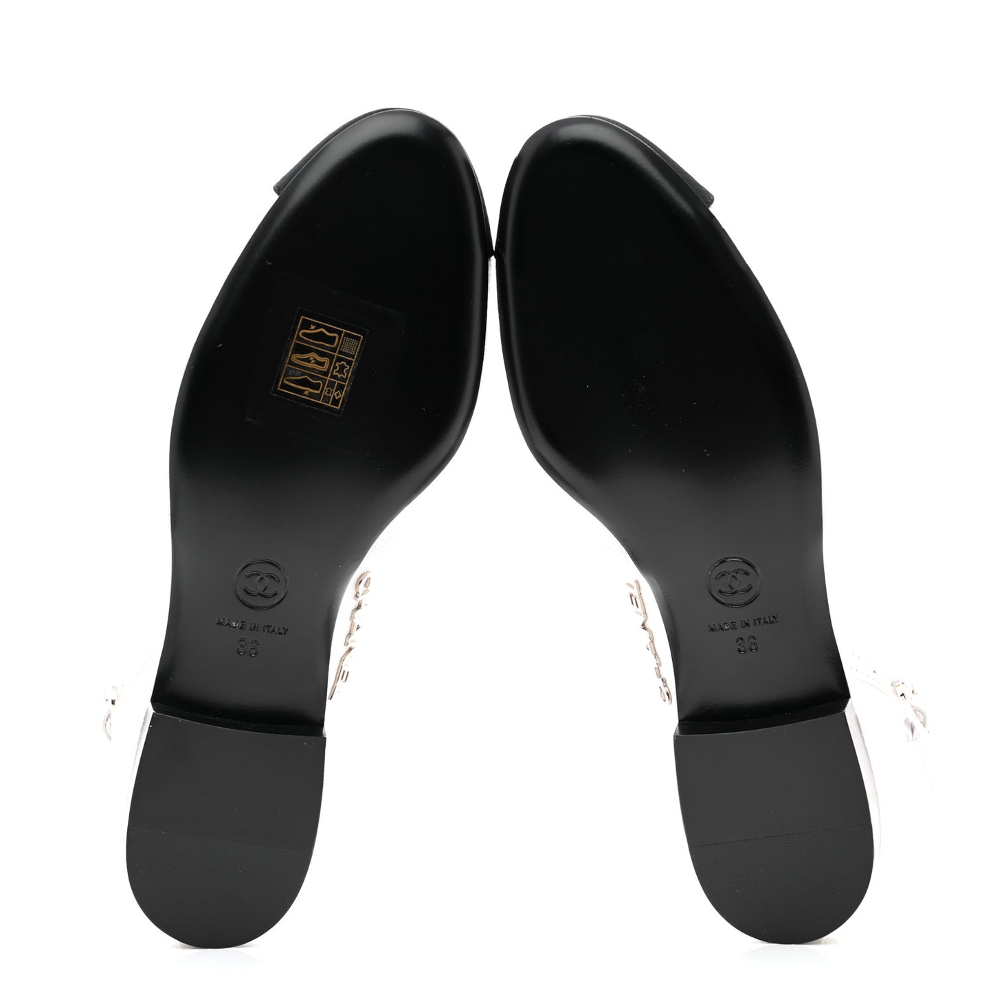 Sequin Grosgrain Cap Toe CC Ankle Strap Sandals 36 White Black