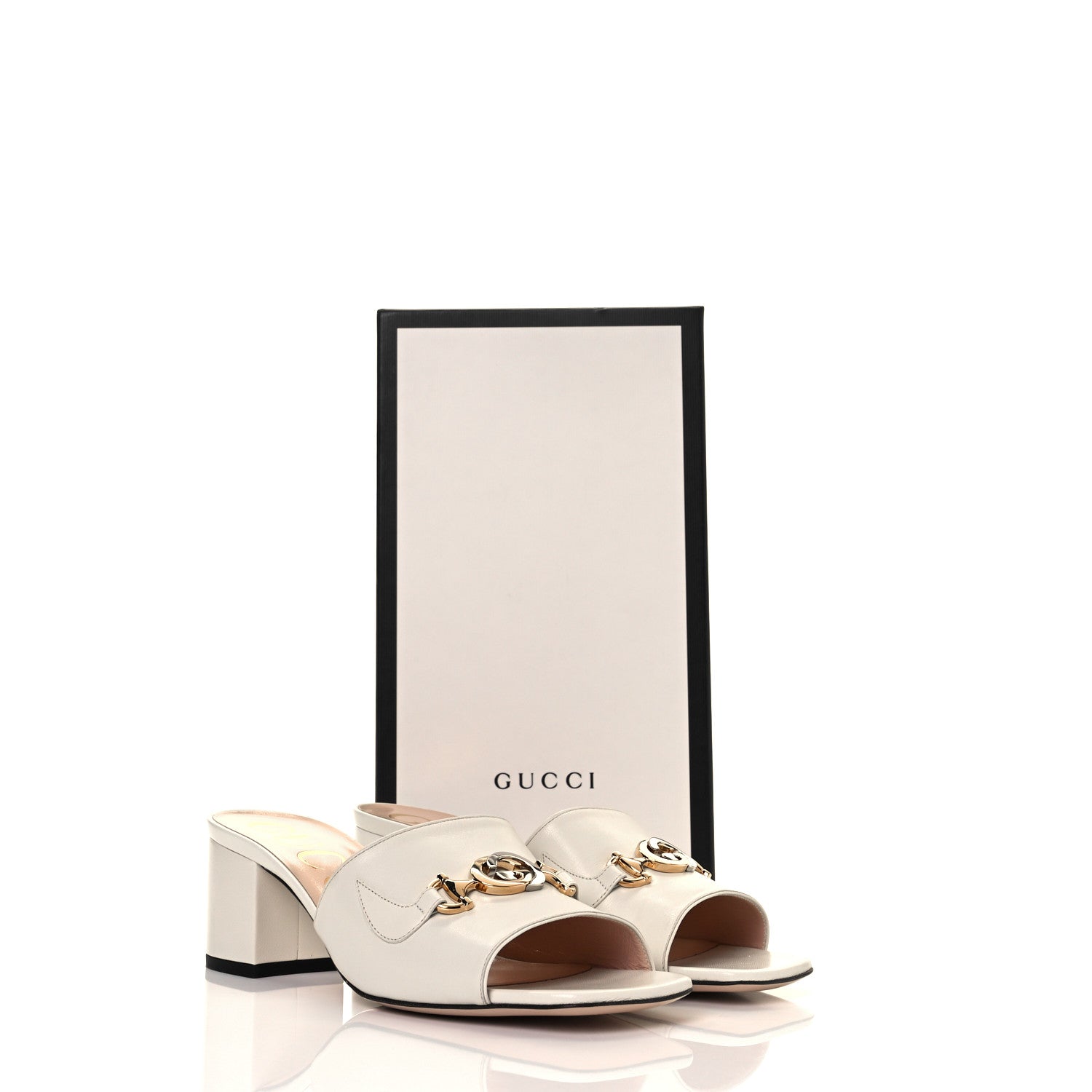 Gucci Malaga Kid Zumi Mid Heel Slide Sandals 39 Dusty White 13 of 13