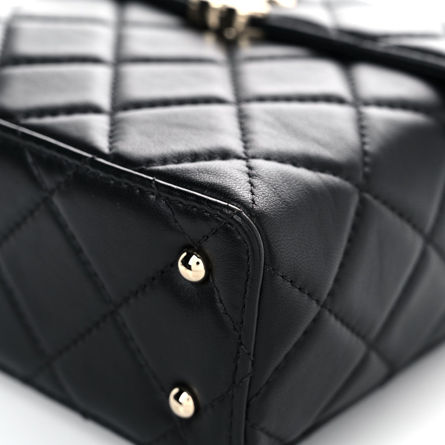 Lambskin Quilted Small Box Bag Black