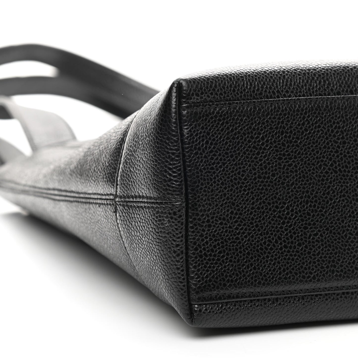 Caviar Embroidered Logo Shoulder Bag Black