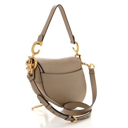 Christian Dior Grained Calfskin Saddle Bag With Strap Warm Taupe 3 of 13