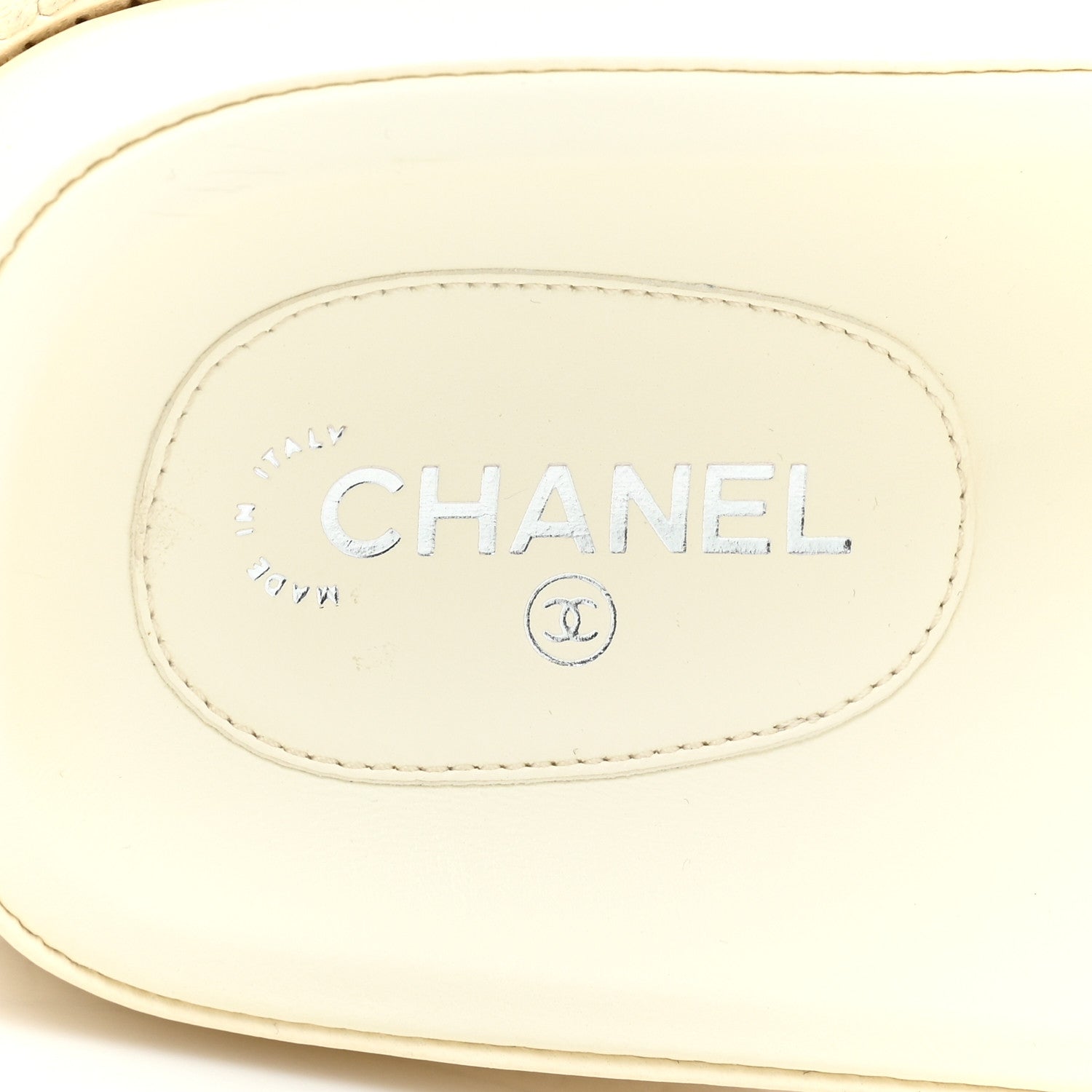 Chanel Lambskin Cha-Nel Mule Sandals 38.5 Ivory Multicolor 8 of 11