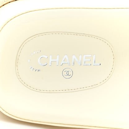Chanel Lambskin Cha-Nel Mule Sandals 38.5 Ivory Multicolor 8 of 11