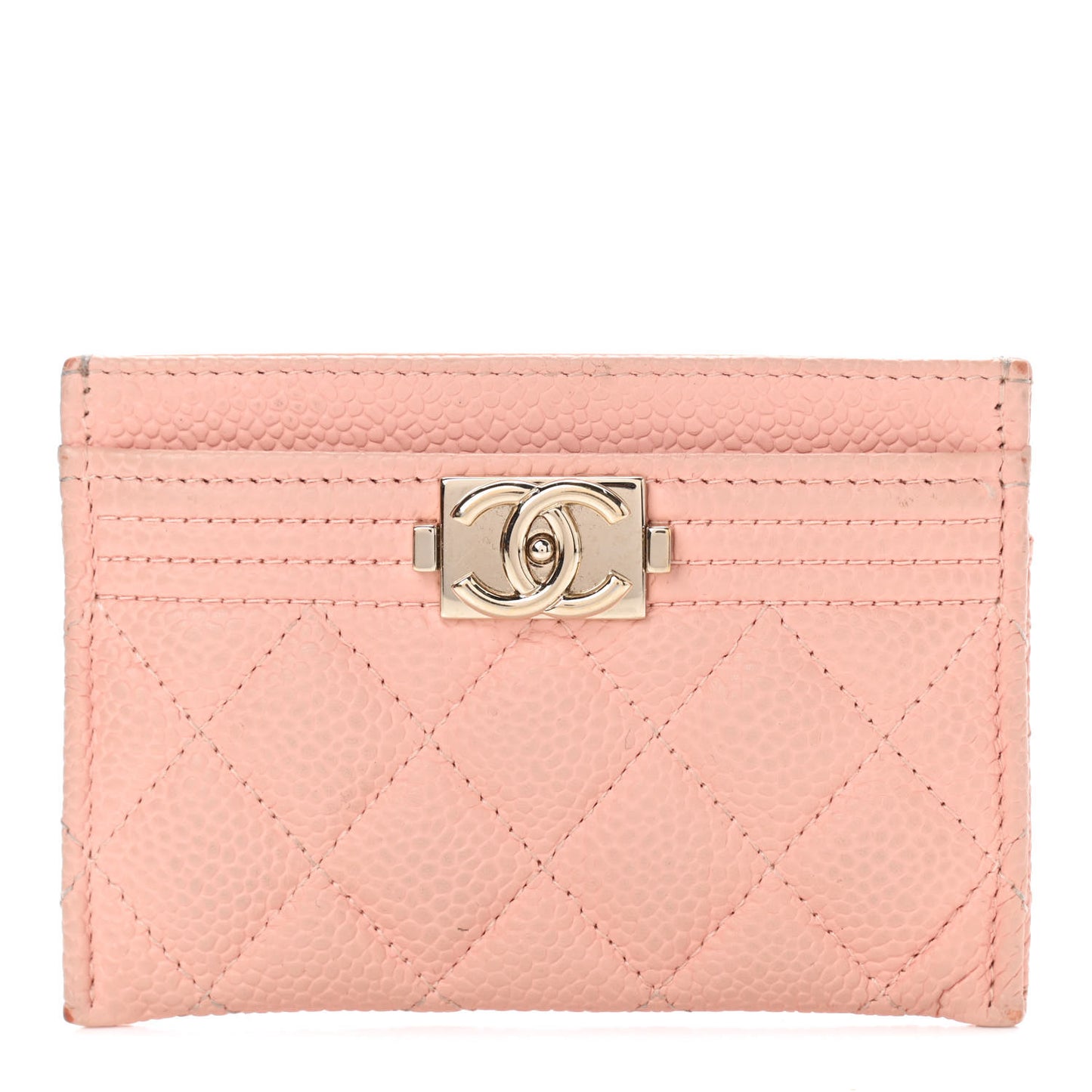 Caviar Quilted Boy Card Holder Light Pink
