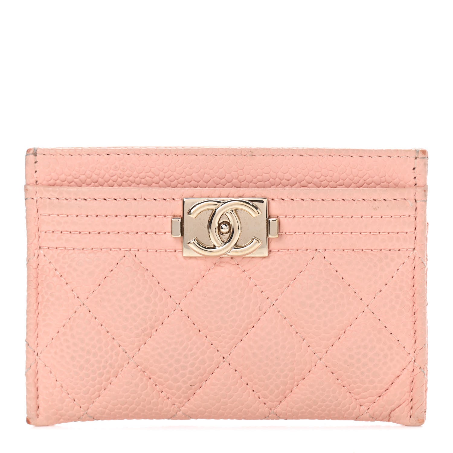 Chanel Caviar Quilted Boy Card Holder Light Pink 1 of 9