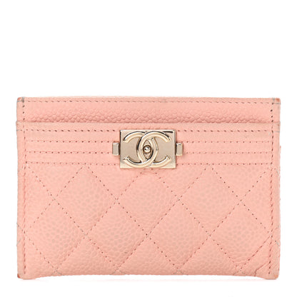Chanel Caviar Quilted Boy Card Holder Light Pink 1 of 9