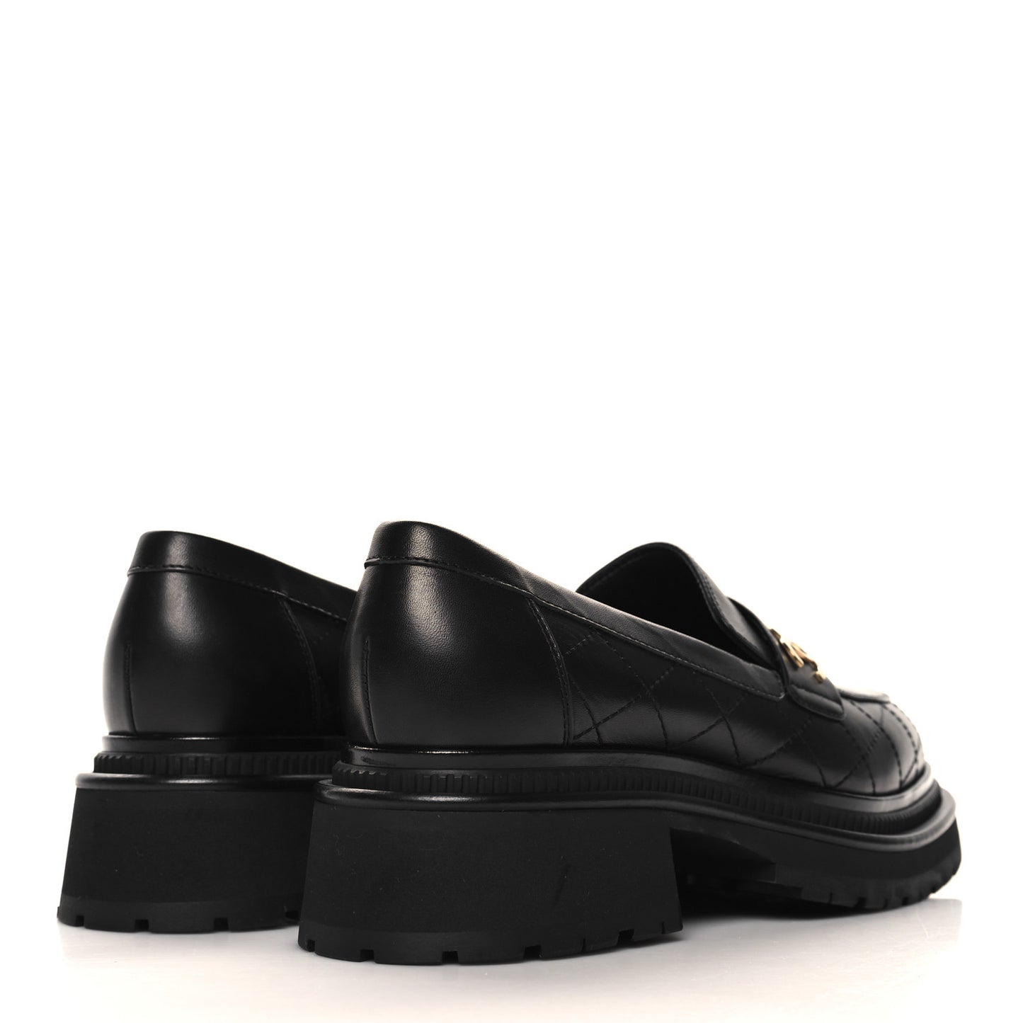 Calfskin Quilted CC Mocassin Loafers 39.5 Black