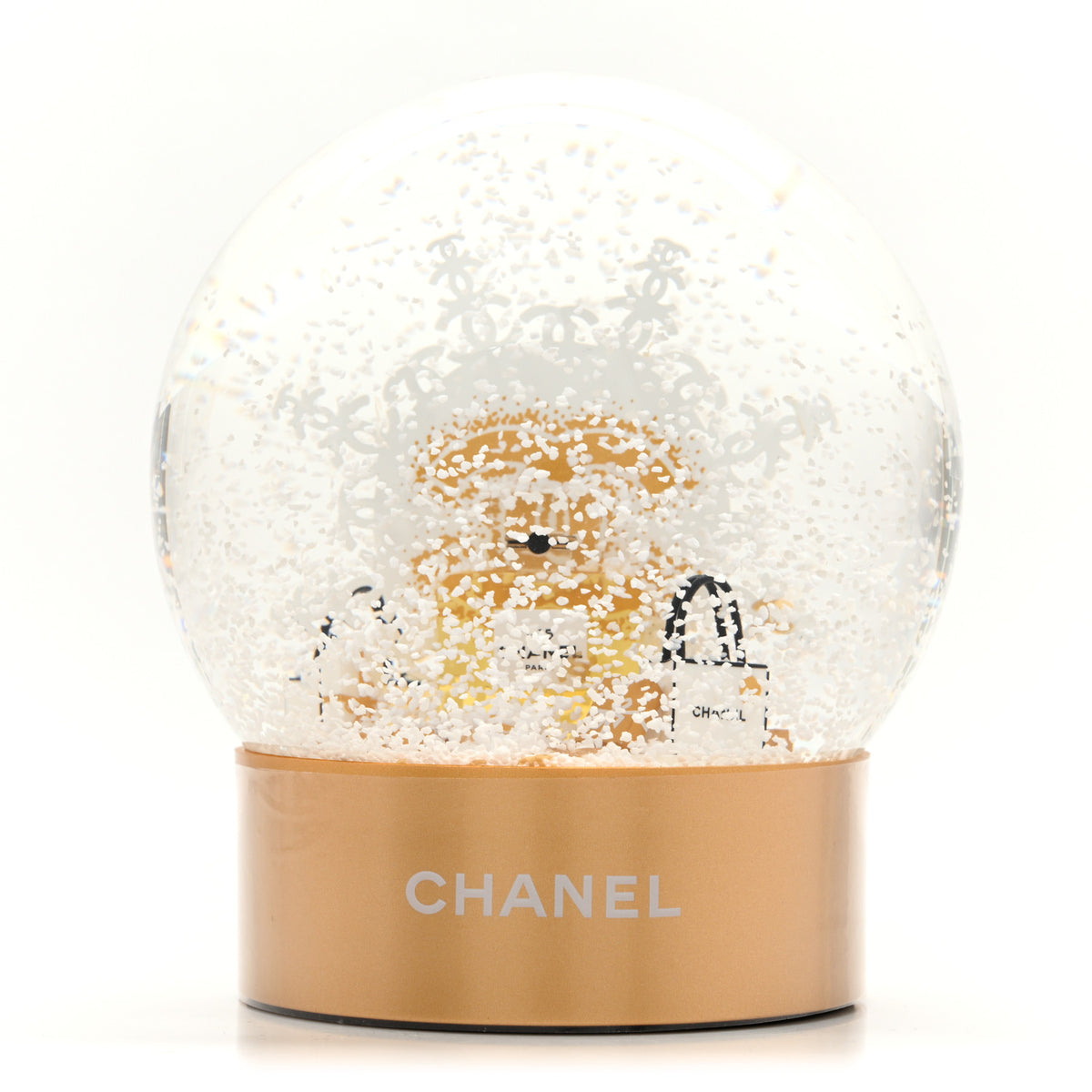 Chanel Glass CC Shopping Bag Snow Globe Gold 3 of 7