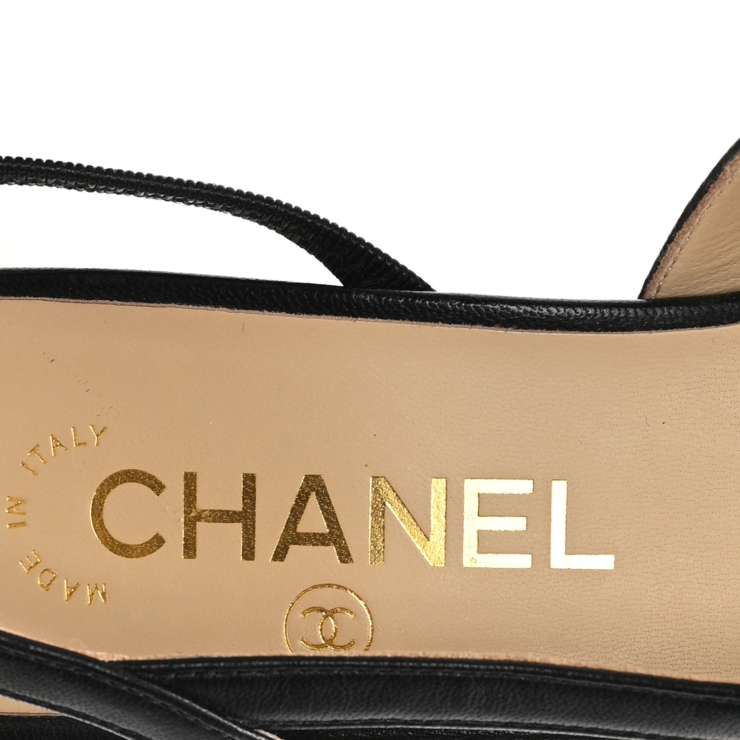 Chanel Lambskin Patent Cap Toe CC Slingback Pumps 36 Black 8 of 9
