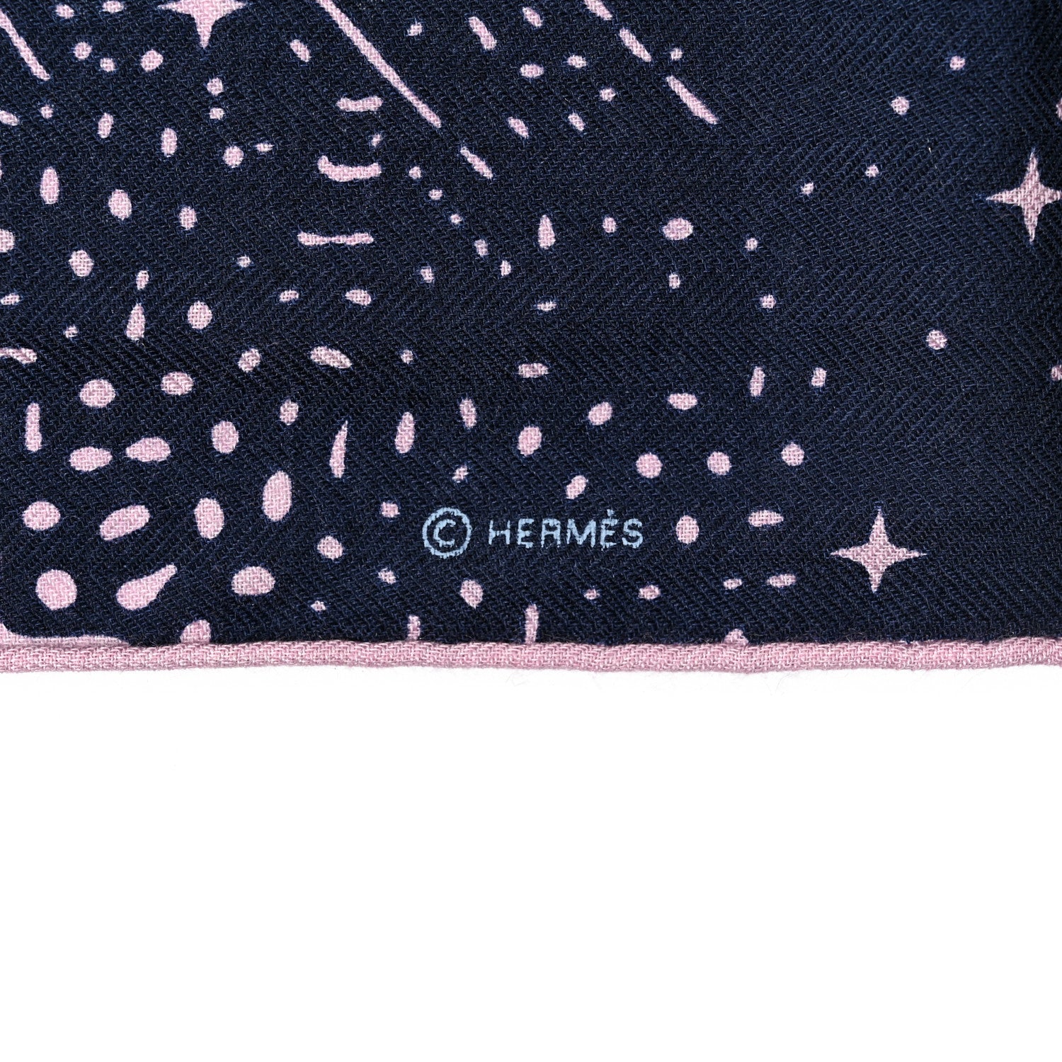 Hermes Silk Cashmere Clair De Lune Shawl 140 Marine Vieux Rose 3 of 4