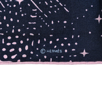 Hermes Silk Cashmere Clair De Lune Shawl 140 Marine Vieux Rose 3 of 4