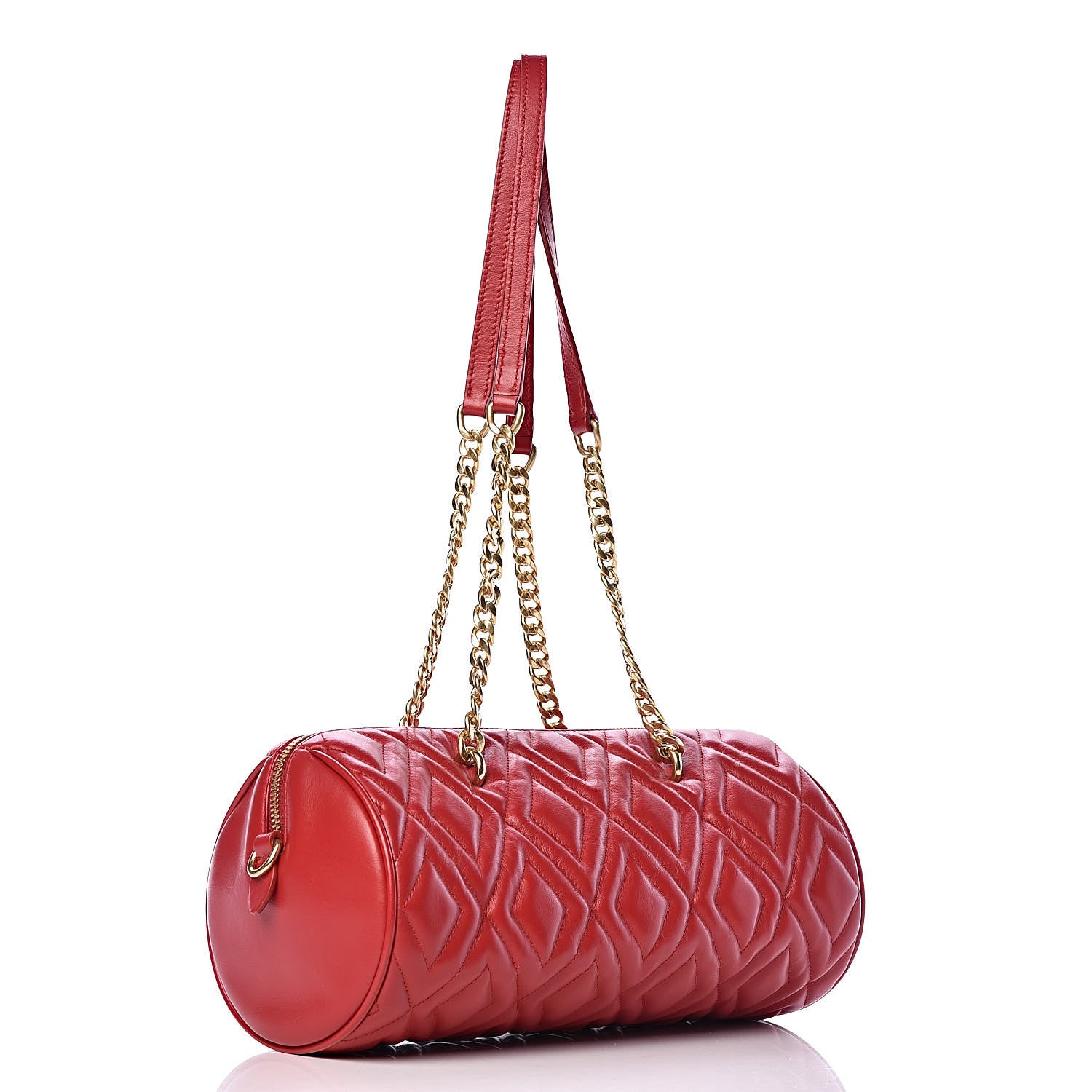 Miu Miu Soft Calf Quilted Cylinder Shoulder Bag Fuoco 3 of 10