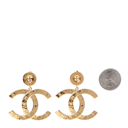 Chanel Metal Large Paris Button Earrings Gold 2 of 6