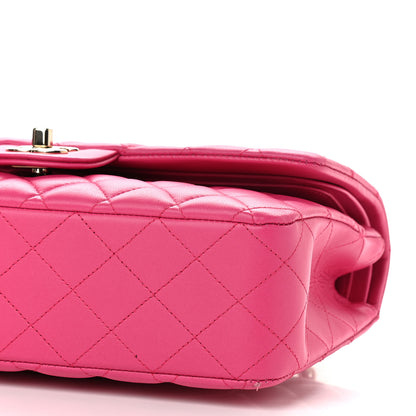 Chanel Lambskin Quilted Medium Double Flap Dark Pink 9 of 10
