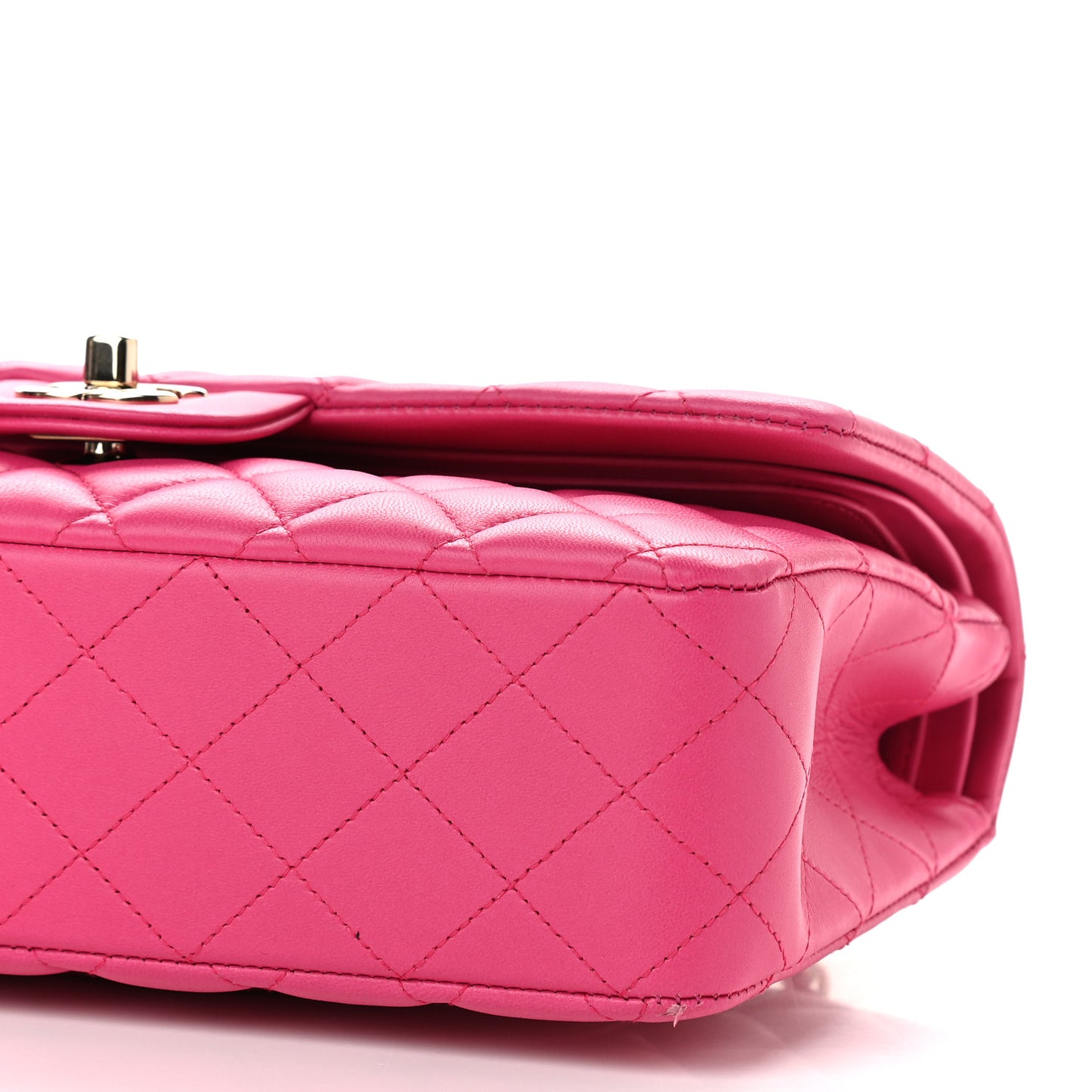 Lambskin Quilted Medium Double Flap Dark Pink