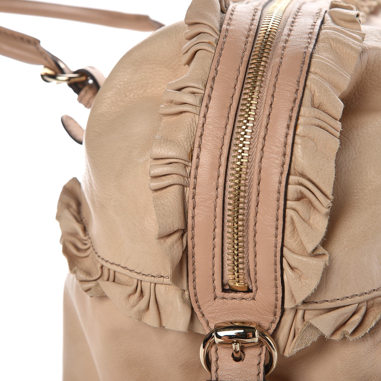 Gucci Calfskin Ruffle Medium Sabrina Boston Tote Nude 14 of 14