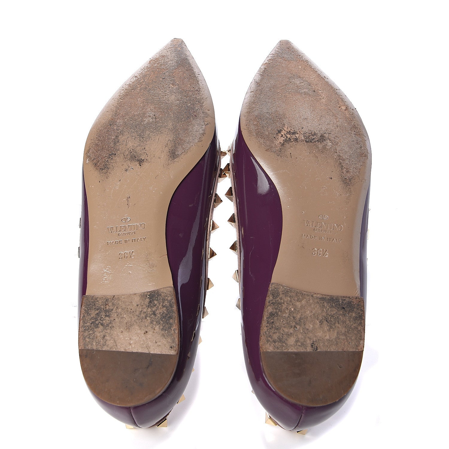 Valentino Garavani Patent Rockstud Ballerina Flats 38.5 Purple Poudre 8 of 20
