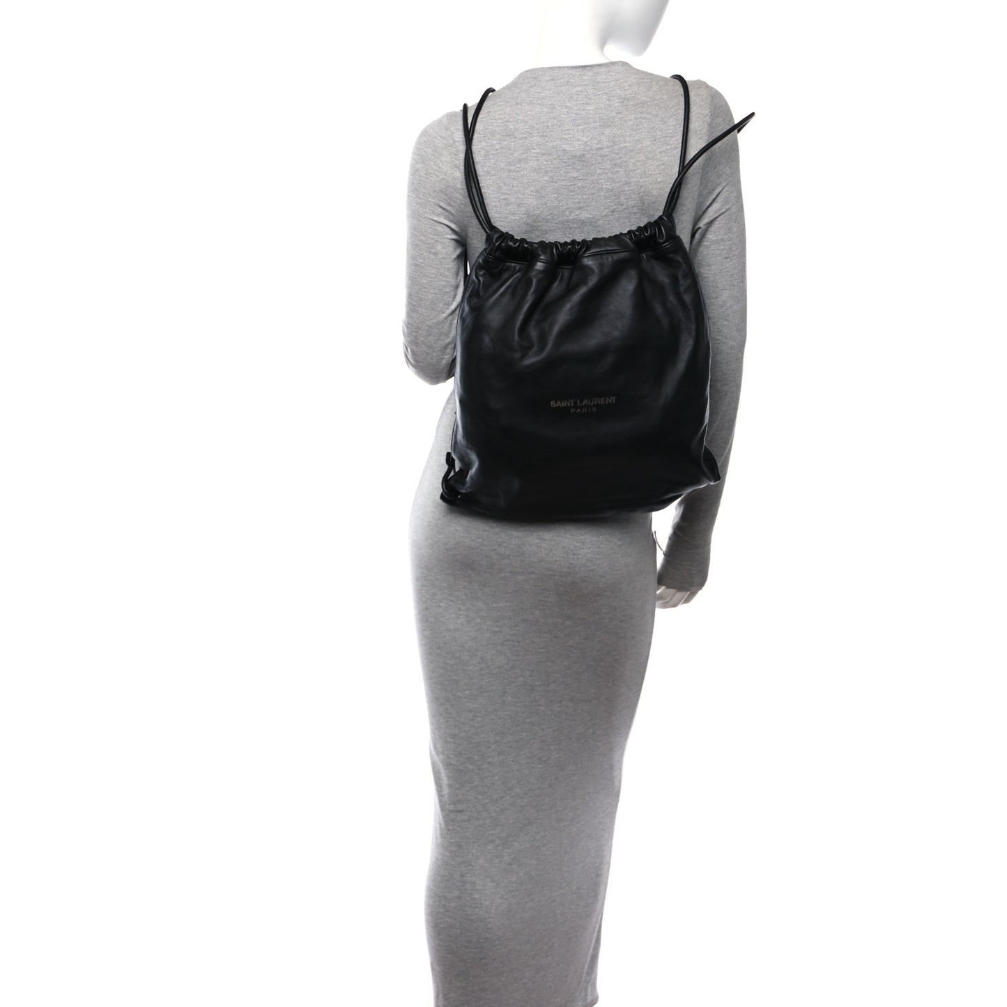 Lambskin Teddy Drawstring Bag Black