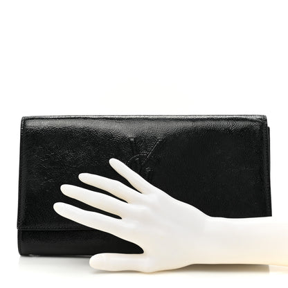 Saint Laurent Textured Patent Monogram Large Belle De Jour Clutch Black 2 of 12