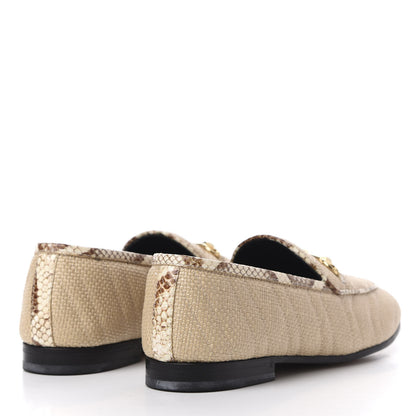 Gucci Raffia Elaphe Matelasse Horsebit Womens Jordaan Loafers 41 Natural Cream Brown 4 of 10