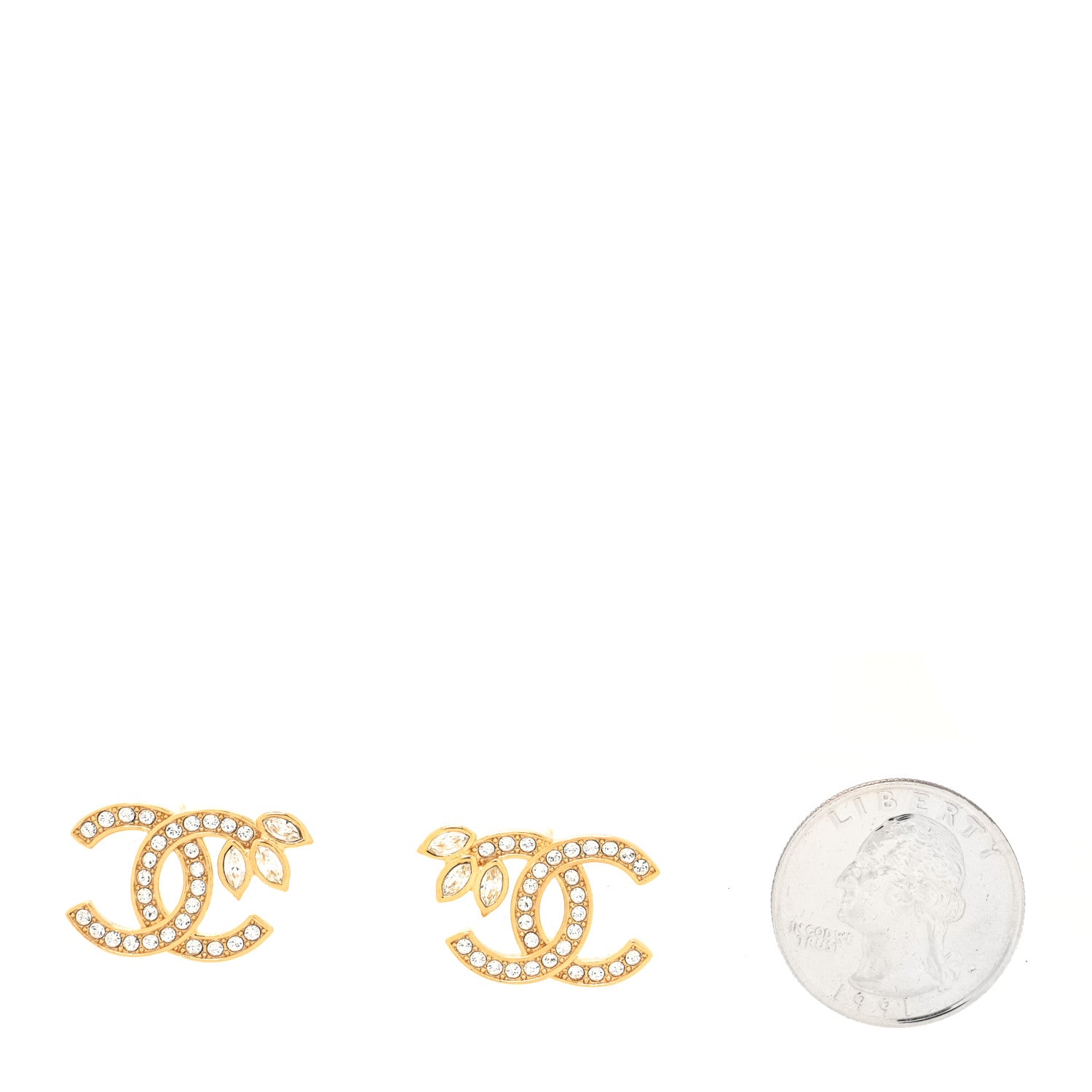 Chanel Crystal Wheat CC Earrings Gold 2 of 4
