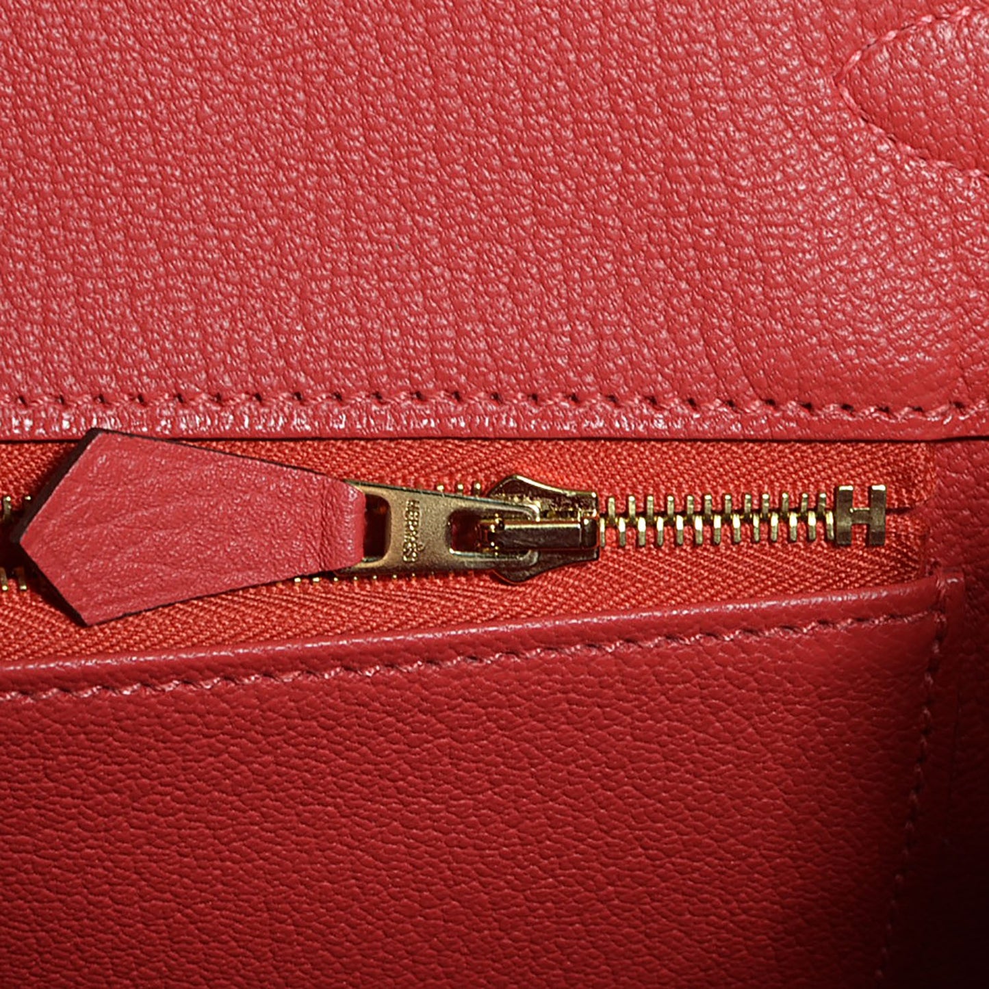 Taurillon Clemence Birkin 35 Rouge Pivoine