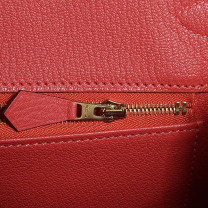 Hermes Taurillon Clemence Birkin 35 Rouge Pivoine 16 of 23