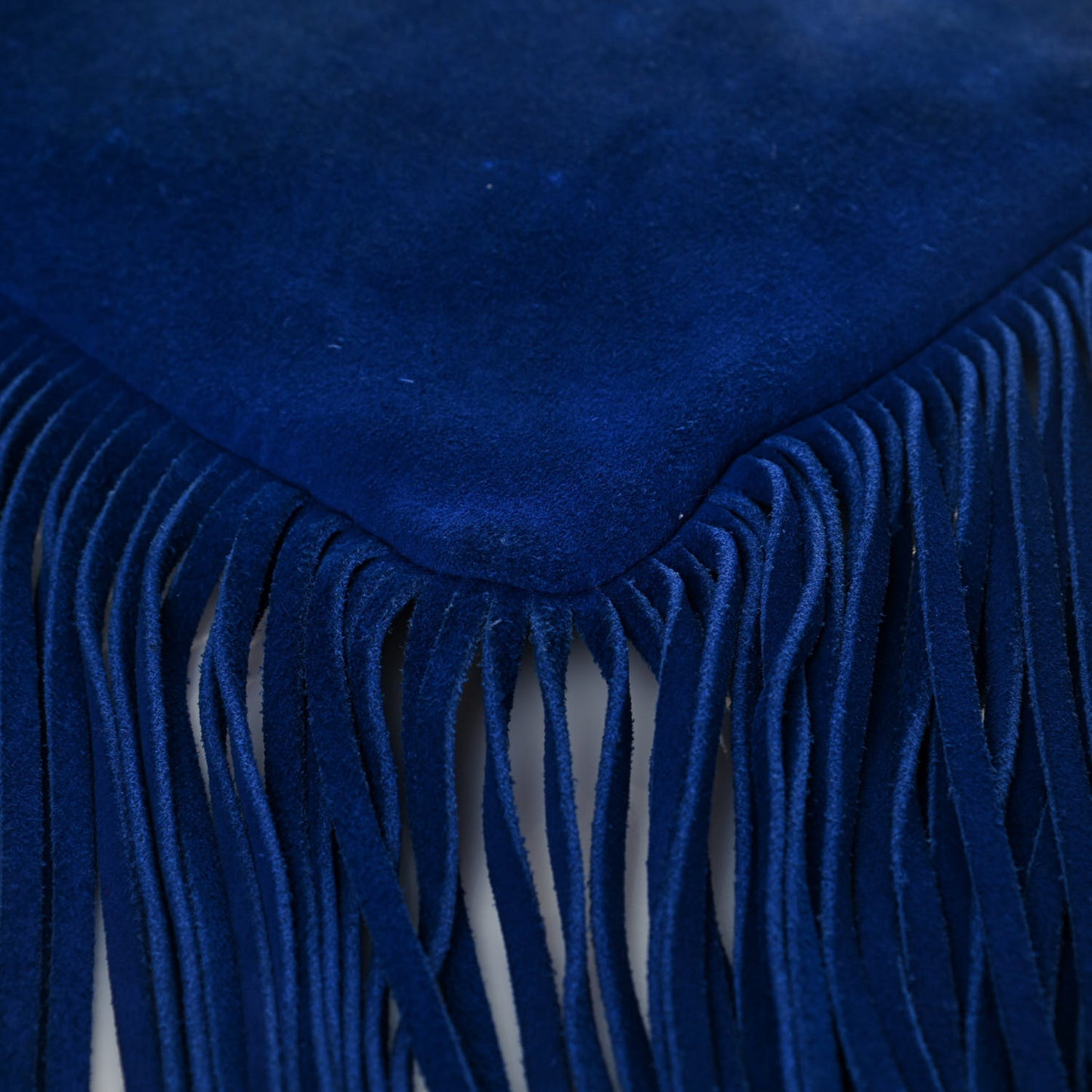 Suede Calfskin Small Fringe Crossbody Bag Blue