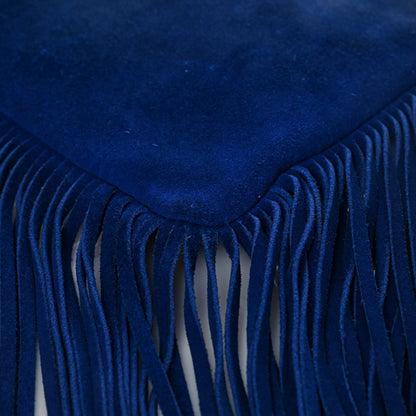 Saint Laurent Suede Calfskin Small Fringe Crossbody Bag Blue 12 of 15