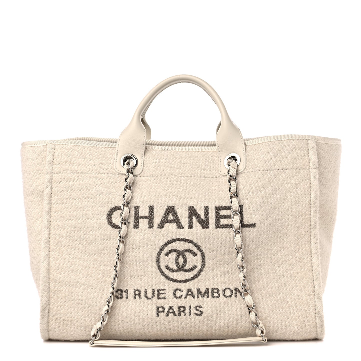 Wool Deauville Medium Tote Beige