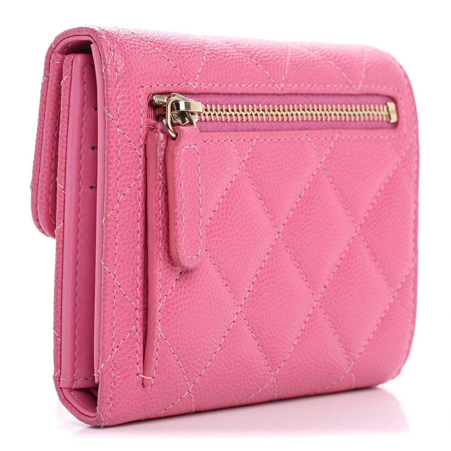 Chanel Caviar Quilted Compact Flap Wallet Pink 3 of 13