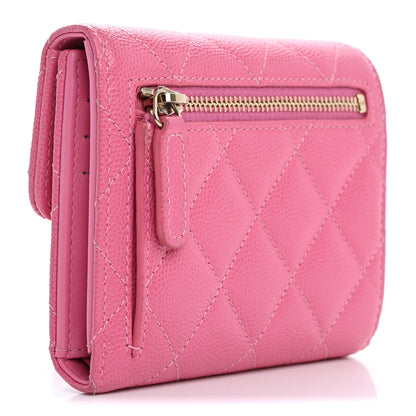 Chanel Caviar Quilted Compact Flap Wallet Pink 3 of 13